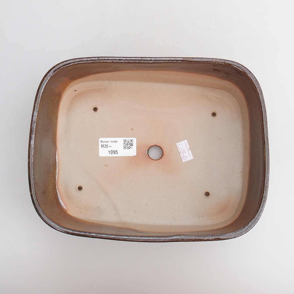Bonsaischaal van keramiek 23 x 18 x 7,5 cm, kleur bruin-groen