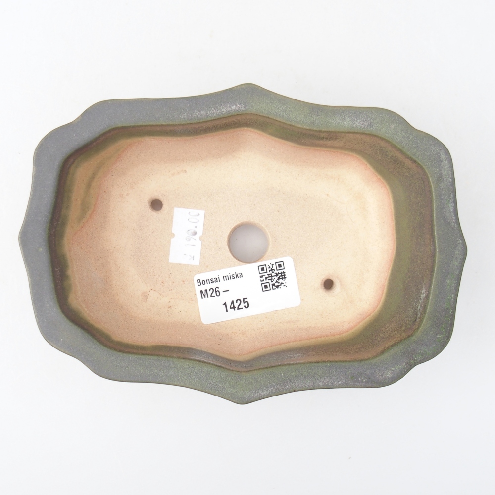 Bonsaischaal van keramiek 15,5 x 11 x 4,5 cm, groen metallic