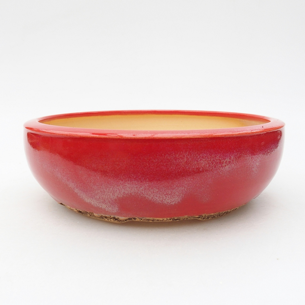 Bonsaischaal van keramiek 18 x 18 x 5,5 cm, kleur rood