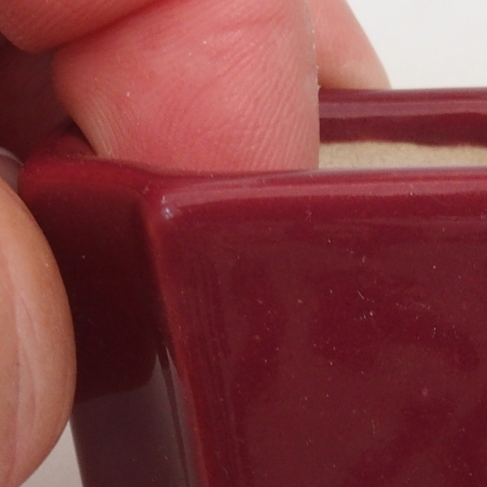 Mini bonsaischaal 4 x 4 x 4 cm, bordeauxrood