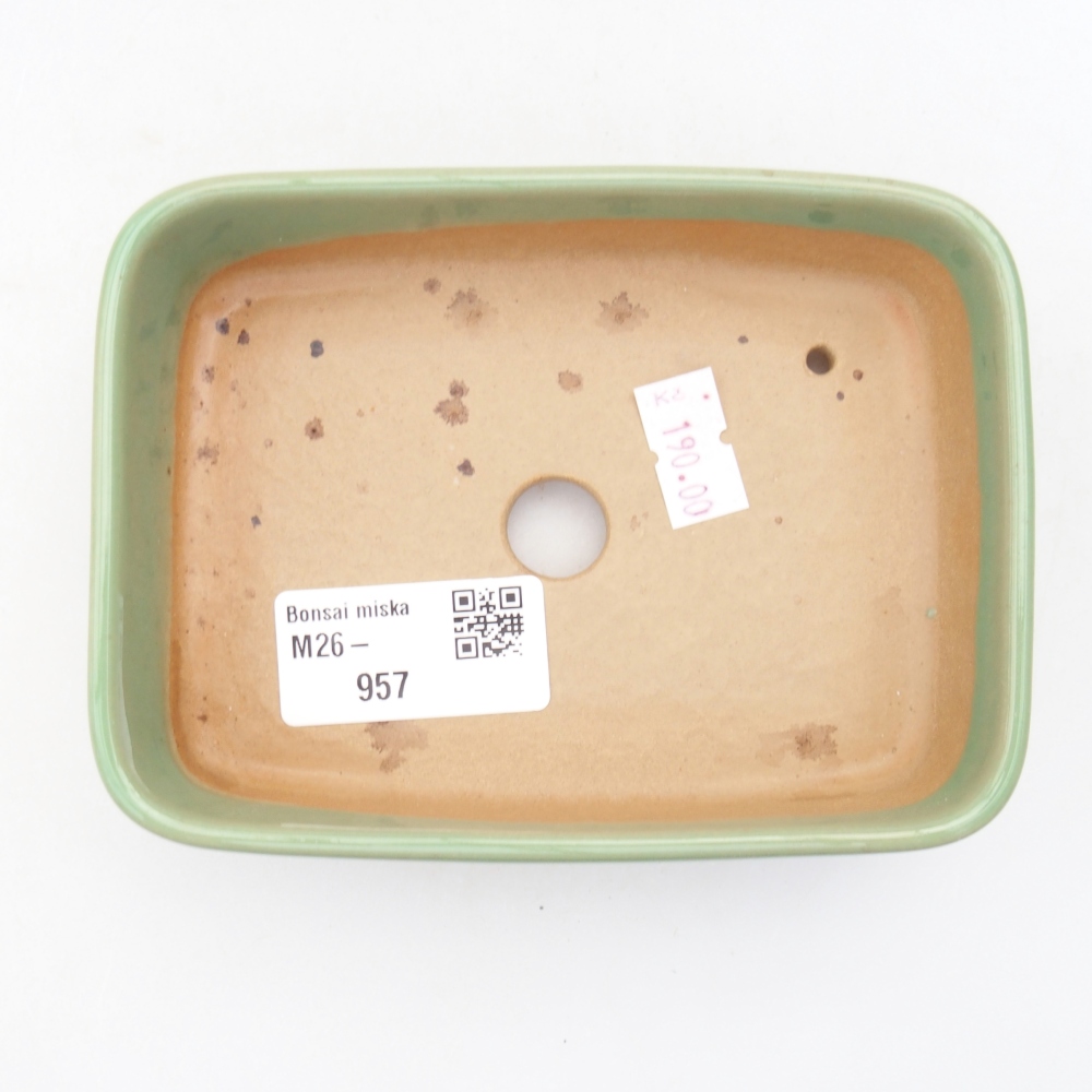 Bonsaischaal van keramiek 12,5 x 9 x 3,5 cm, groen