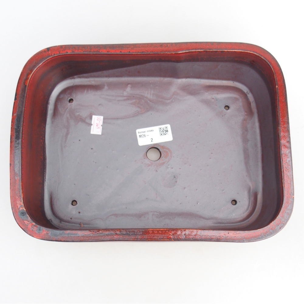 Bonsaischaal van keramiek 28,5 x 21 x 7,5 cm, kleur rood