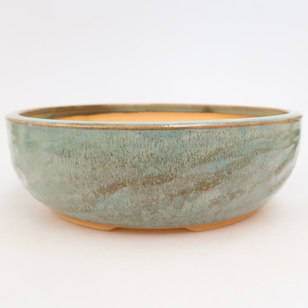 Bonsaischaal van keramiek 22,5 x 22,5 x 7 cm, groen