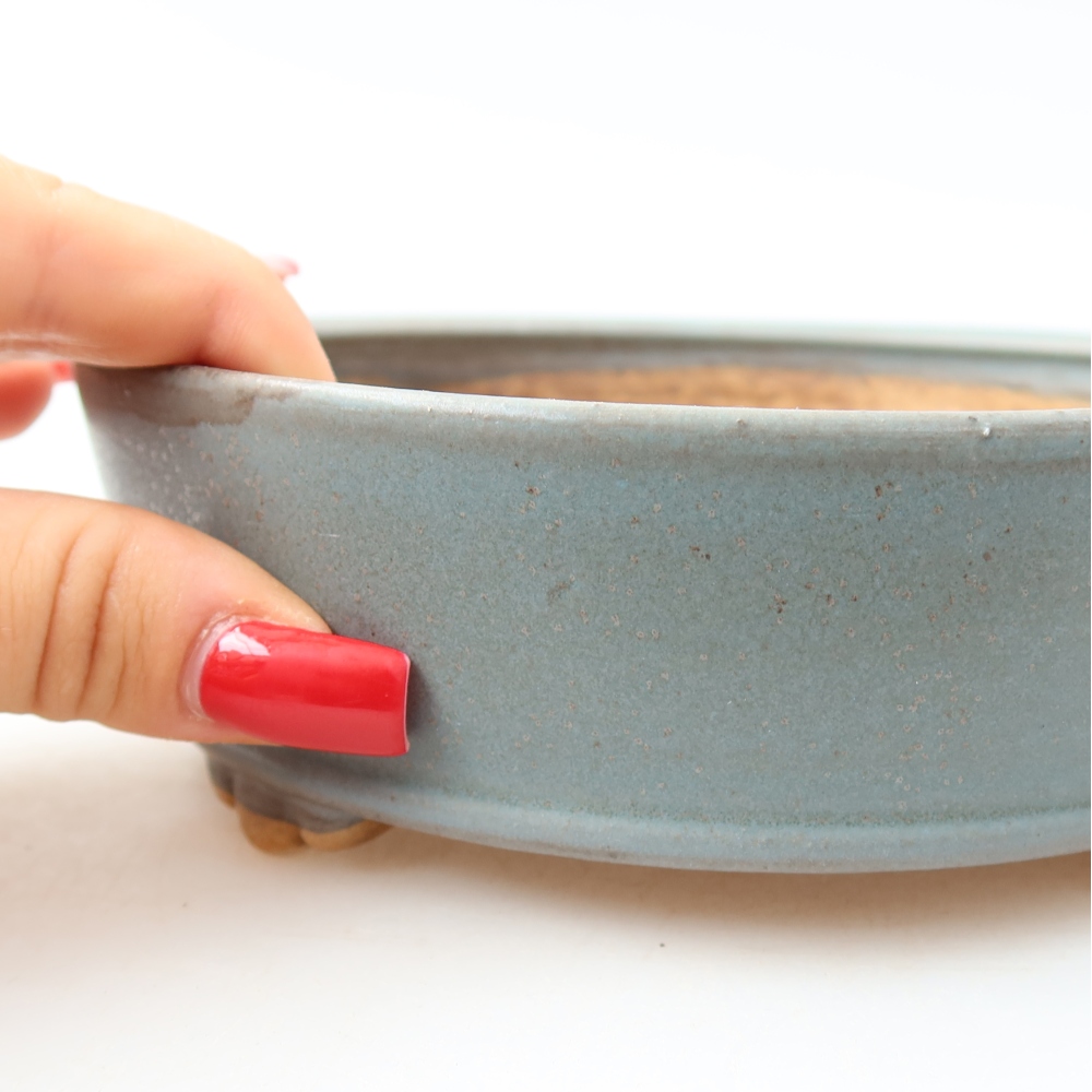 Keramische bonsaipot 15,5 x 15,5 x 5 cm, kleur: blauw