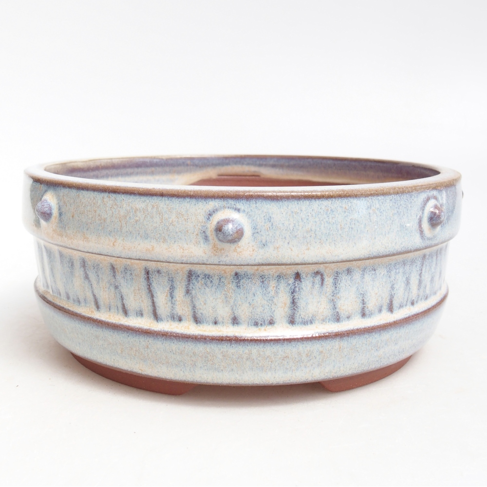 Bonsaischaal van keramiek 16 x 16 x 6,5 cm, kleur blauw