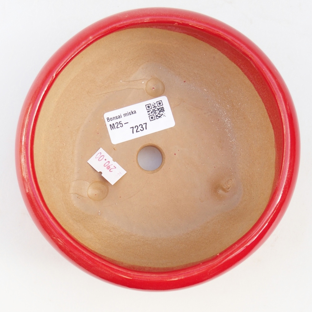 Bonsaischaal van keramiek 26 x 26 x 8 cm, kleur rood