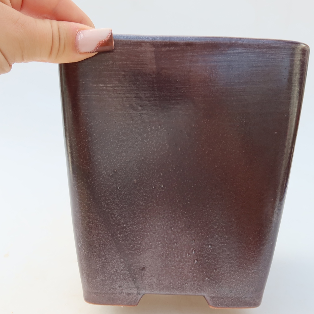 Bonsaischaal van keramiek 13,5 x 13,5 x 15 cm, metaalkleur