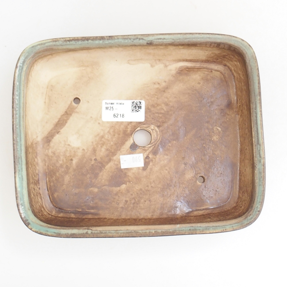 Bonsaischaal van keramiek 21,5 x 17,5 x 5,5 cm, groen