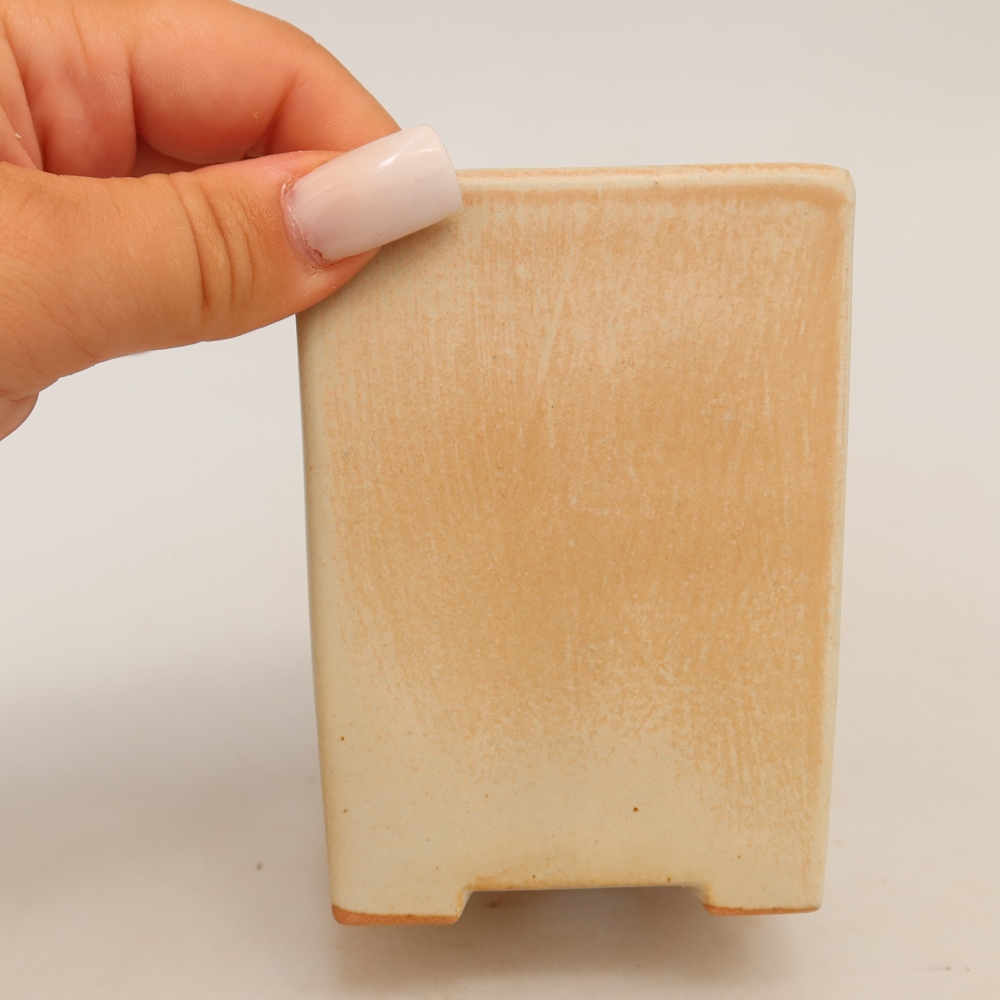 Keramische bonsaipot 7,5 x 7,5 x 10 cm, kleur beige