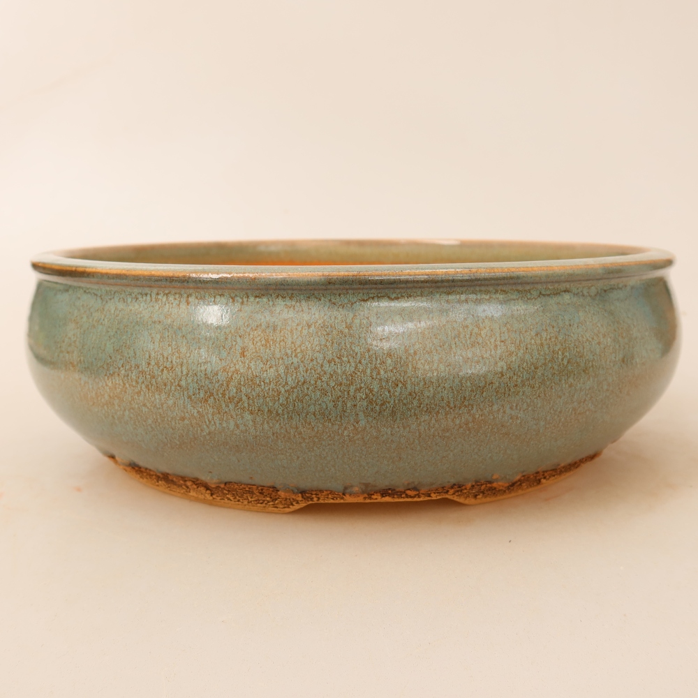 Keramische bonsaischaal 24 x 24 x 7,5 cm, kleur groen