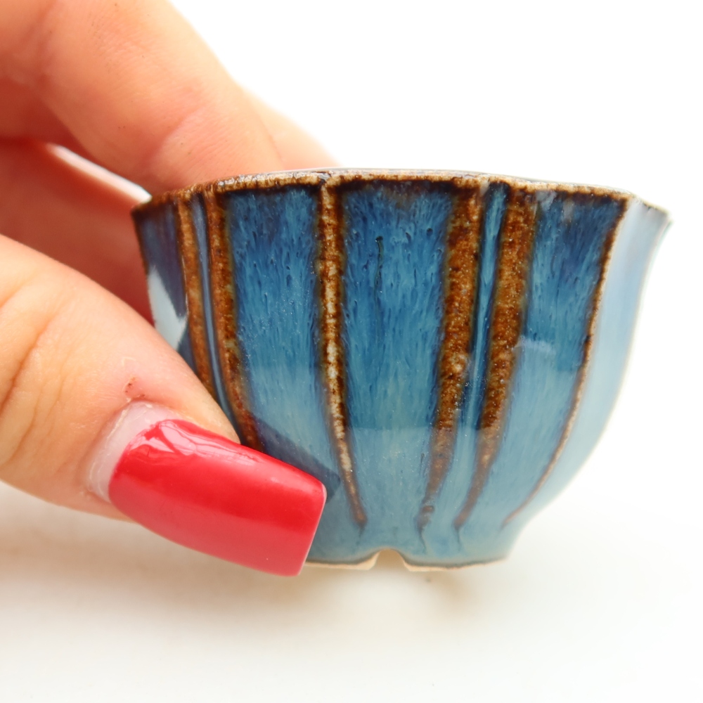 Keramische bonsaipot 5,5 x 5,5 x 3,5 cm, kleur: blauw