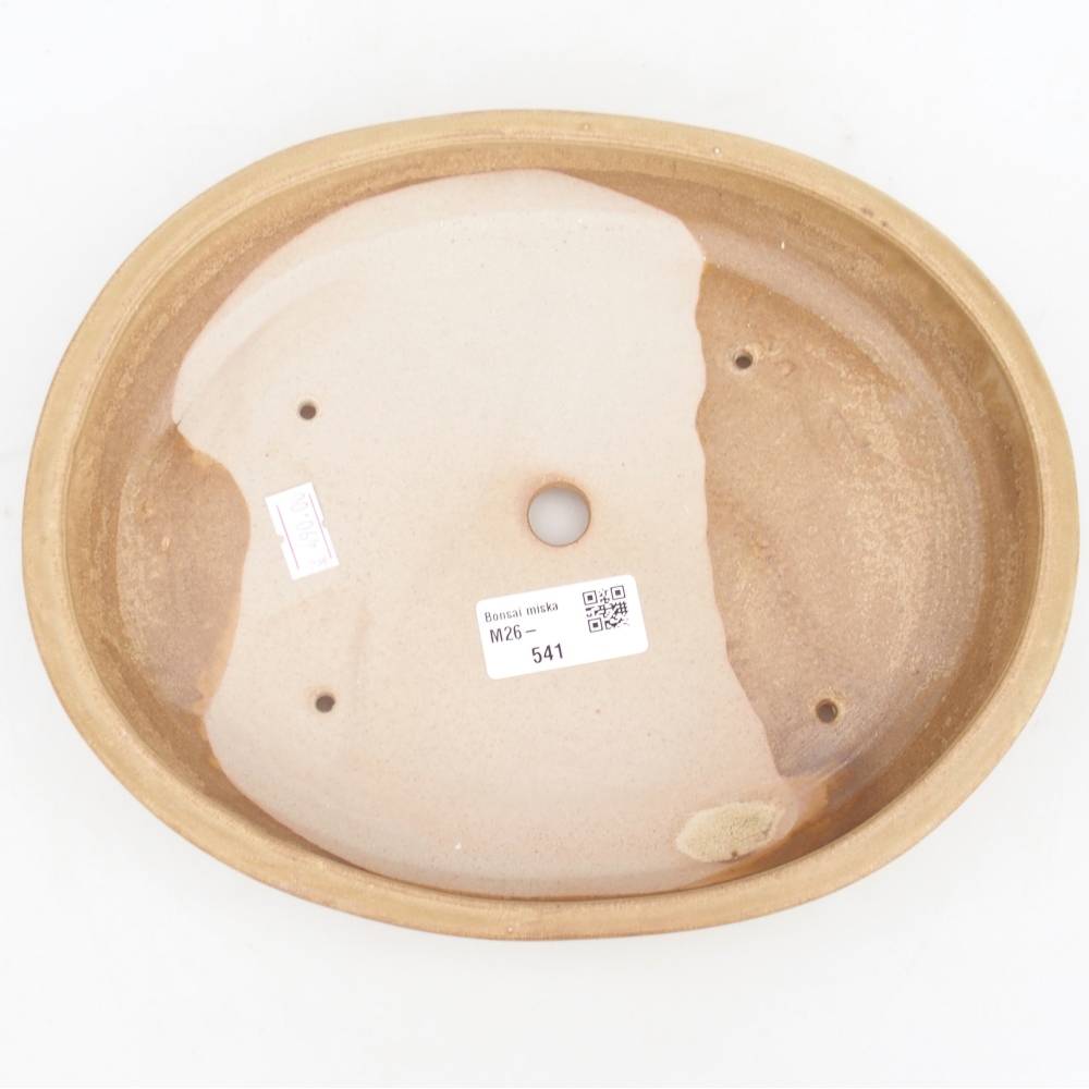 Bonsaischaal van keramiek 24,5 x 20 x 4 cm, kleur beige