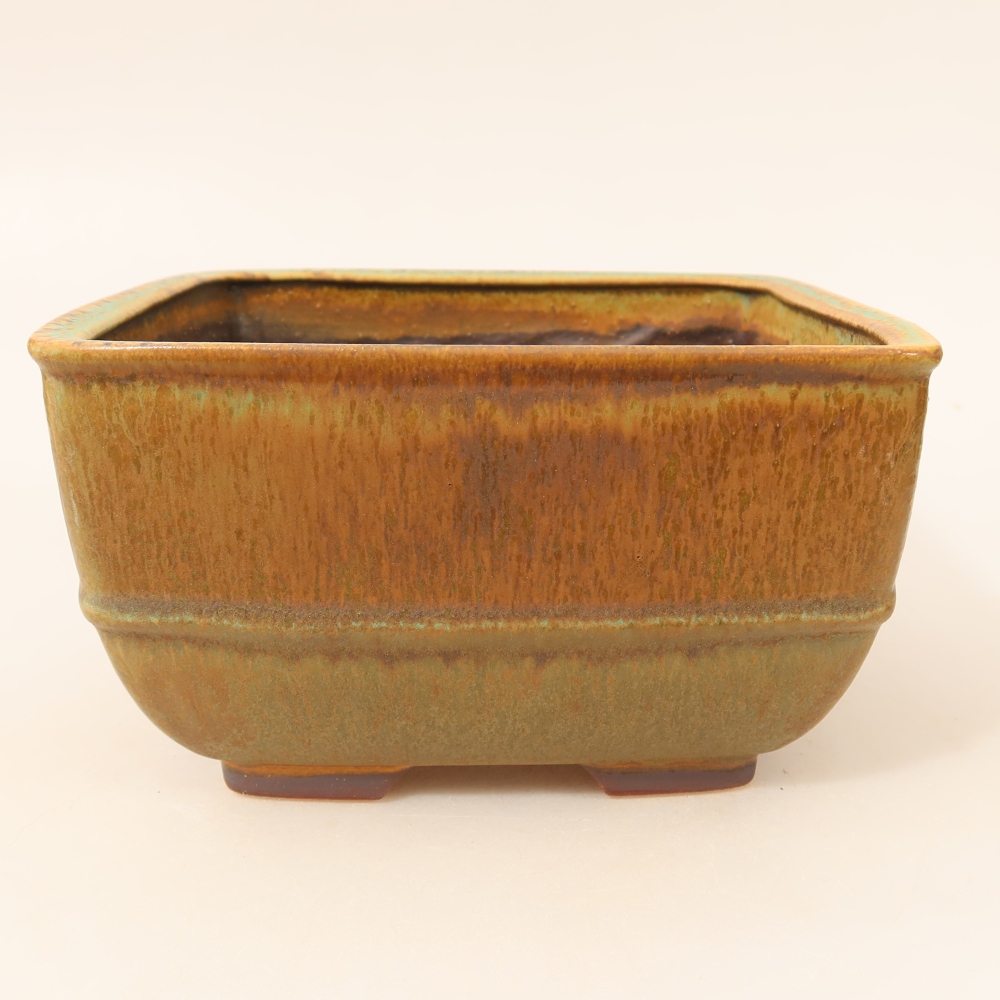 Keramische bonsaipot 16,5 x 16,5 x 9,5 cm, kleur groen