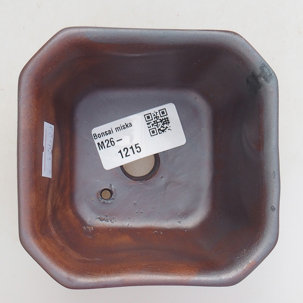 Bonsaischaal van keramiek 10 x 10 x 6 cm, metaalkleur