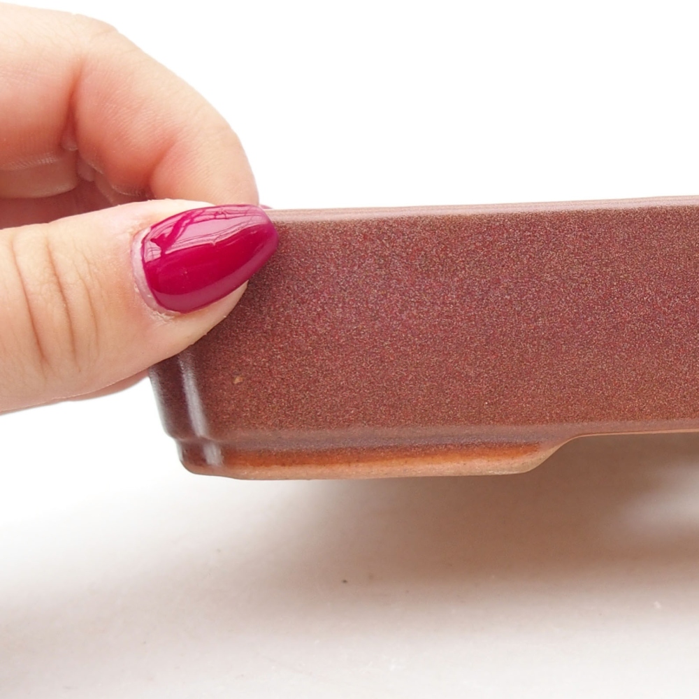 Bonsaischaal van keramiek 18 x 13 x 3 cm, bordeauxrood