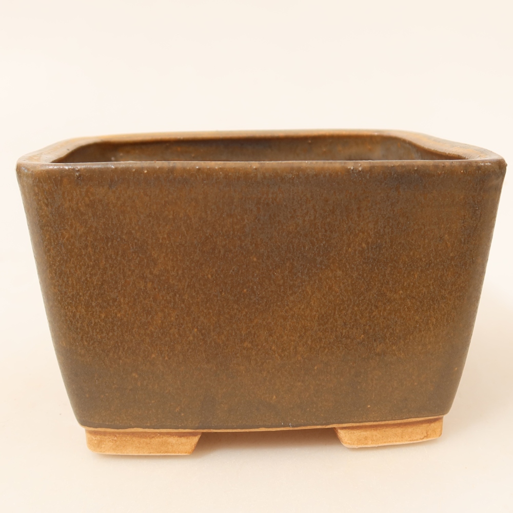Bonsaischaal van keramiek 13 x 13 x 8 cm, bruin