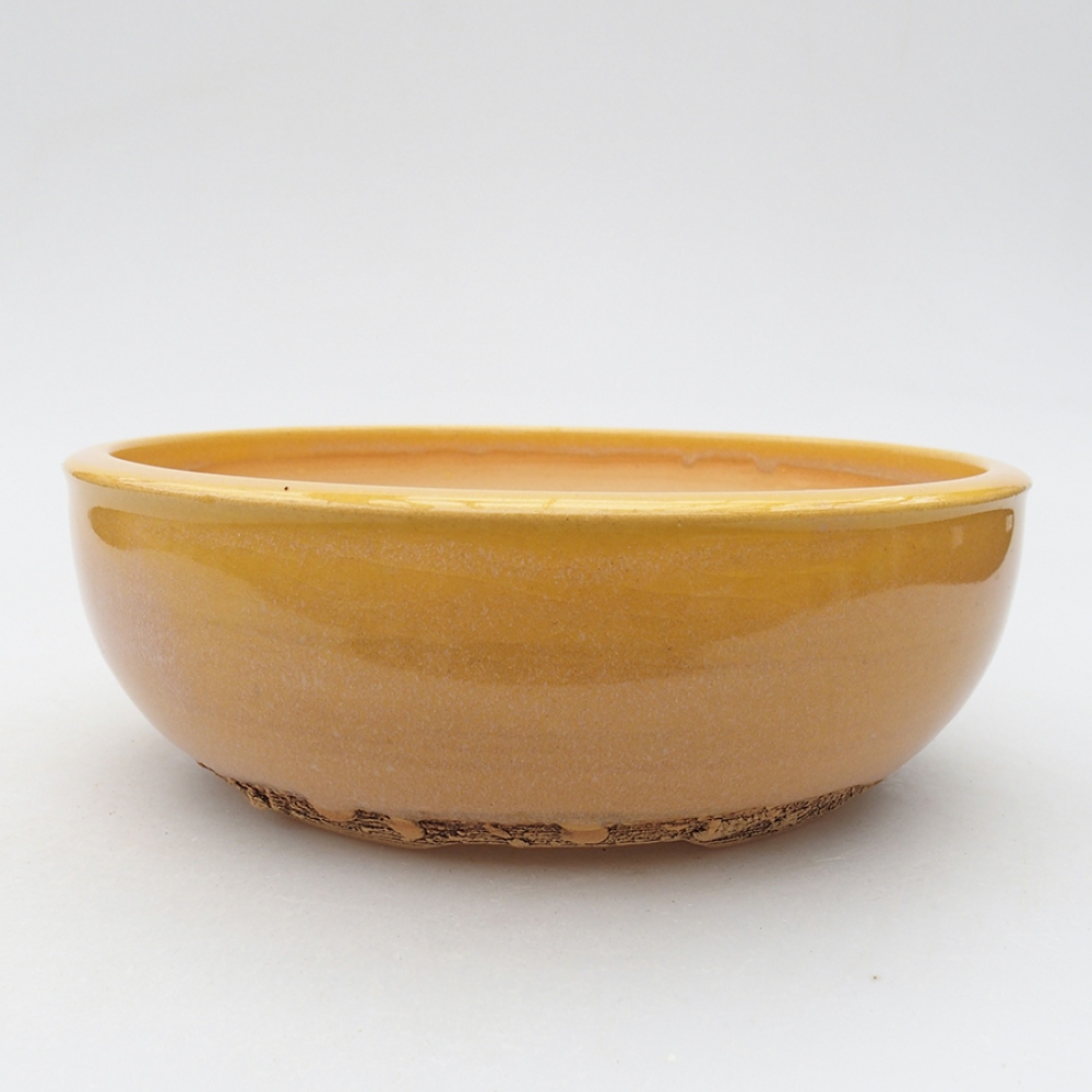 Bonsaischaal van keramiek 18,5 x 18,5 x 6 cm, geel