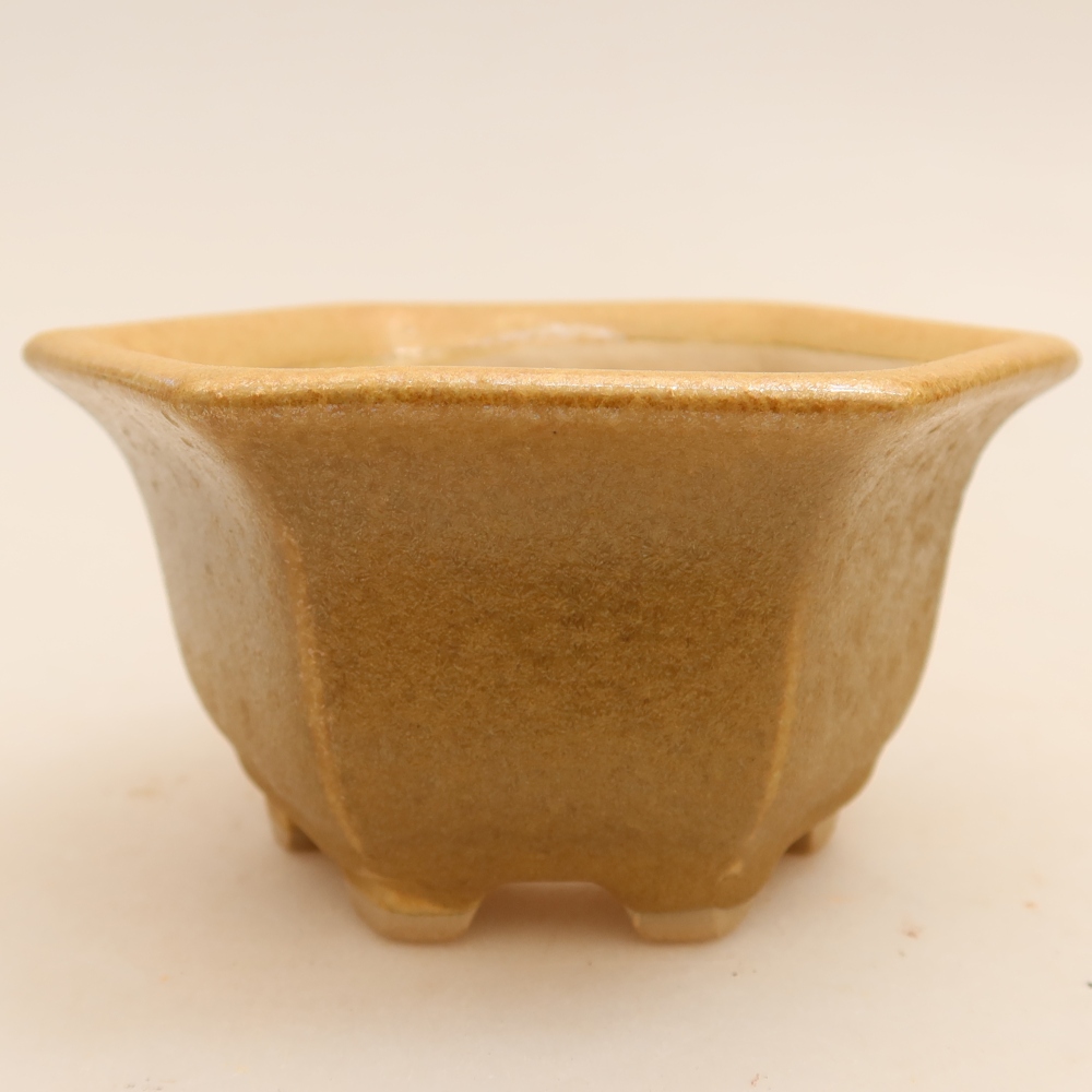 Keramische bonsaipot 10,5 x 9,5 x 5,5 cm, kleur beige