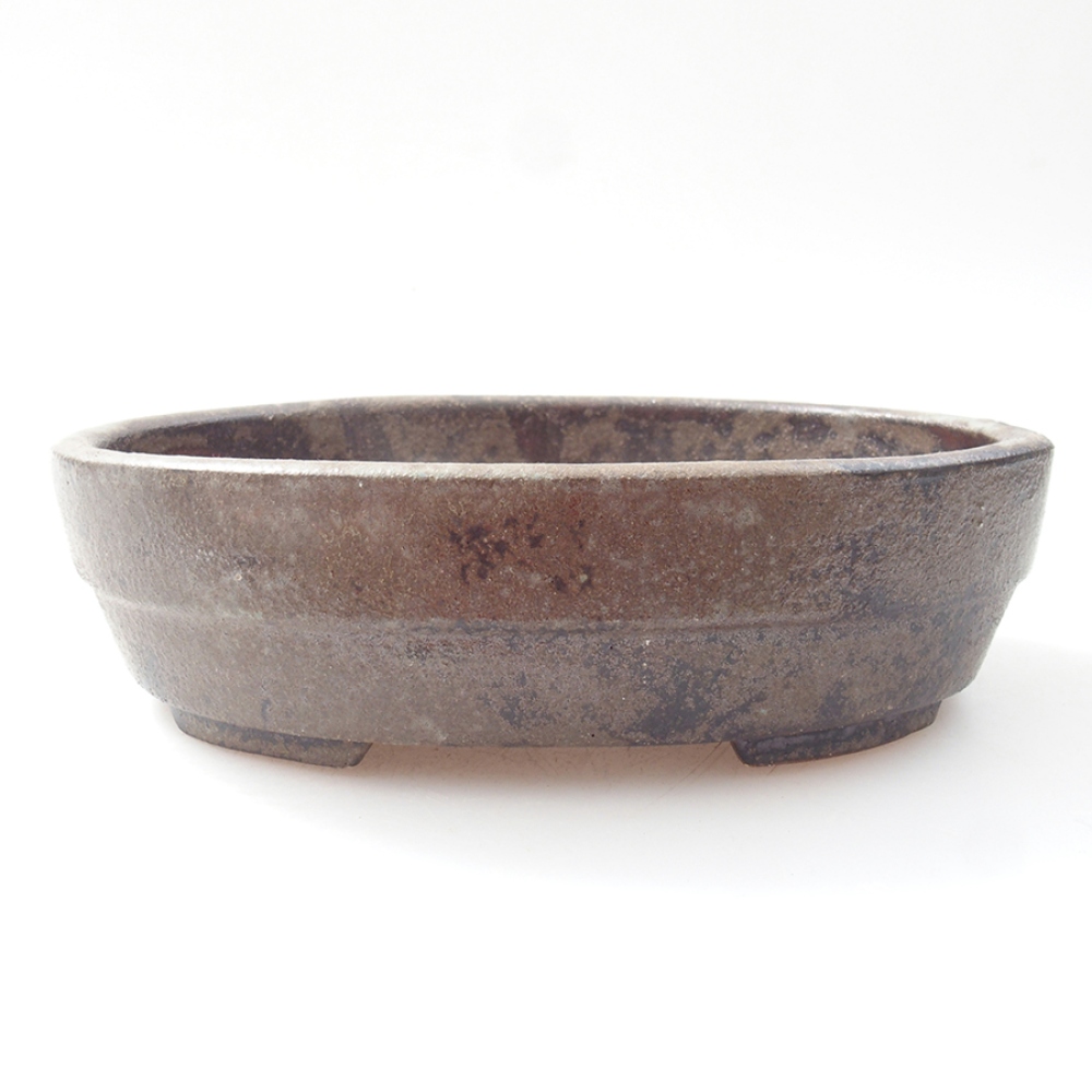 Bonsaischaal van keramiek 13,5 x 10,5 x 3,5 cm, bruin