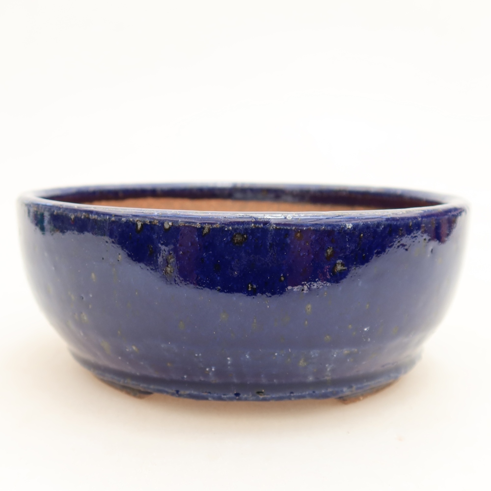 Bonsaischaal van keramiek 13,5 x 13,5 x 5 cm, kleur blauw