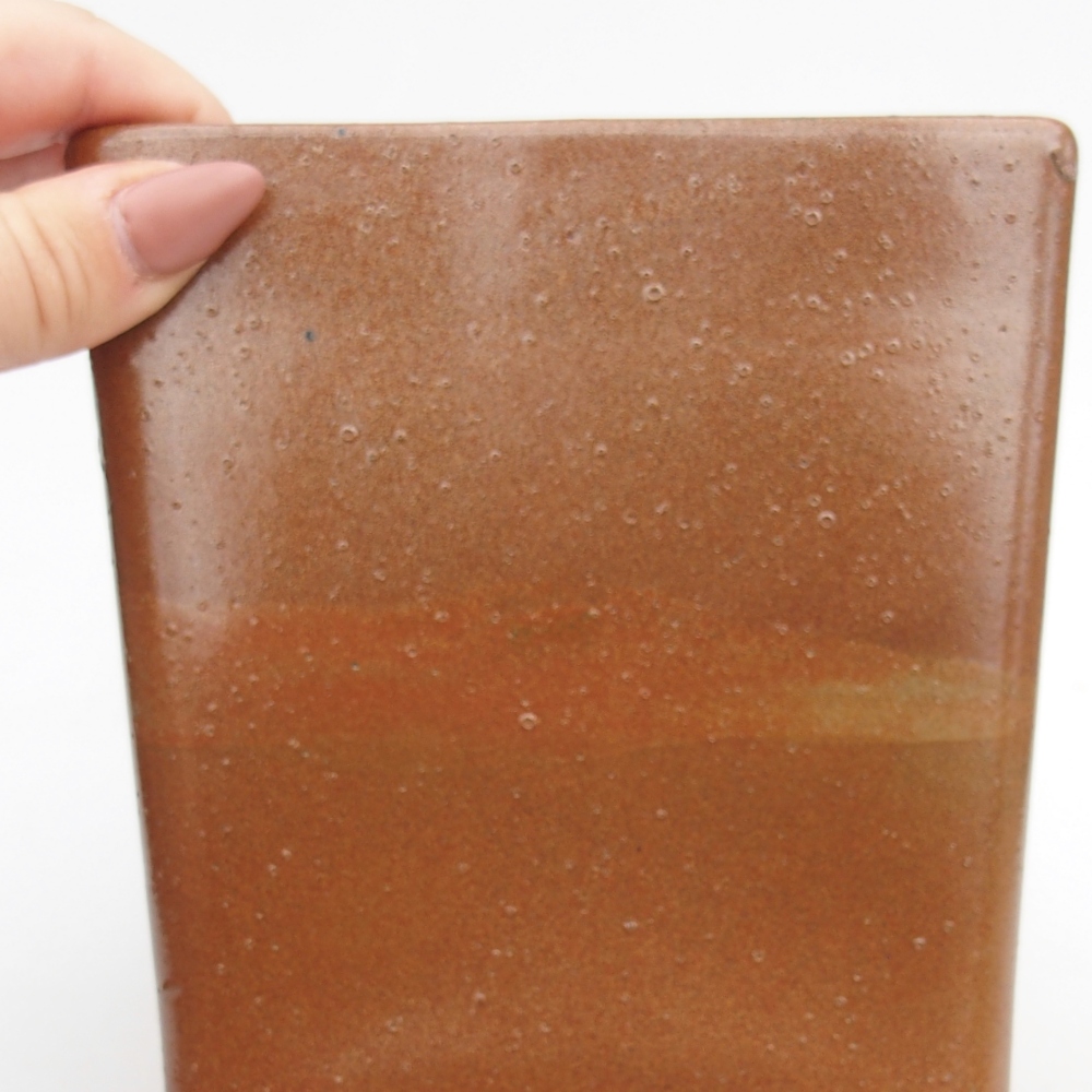 Bonsaischaal van keramiek 13 x 13 x 13,5 cm, bruin