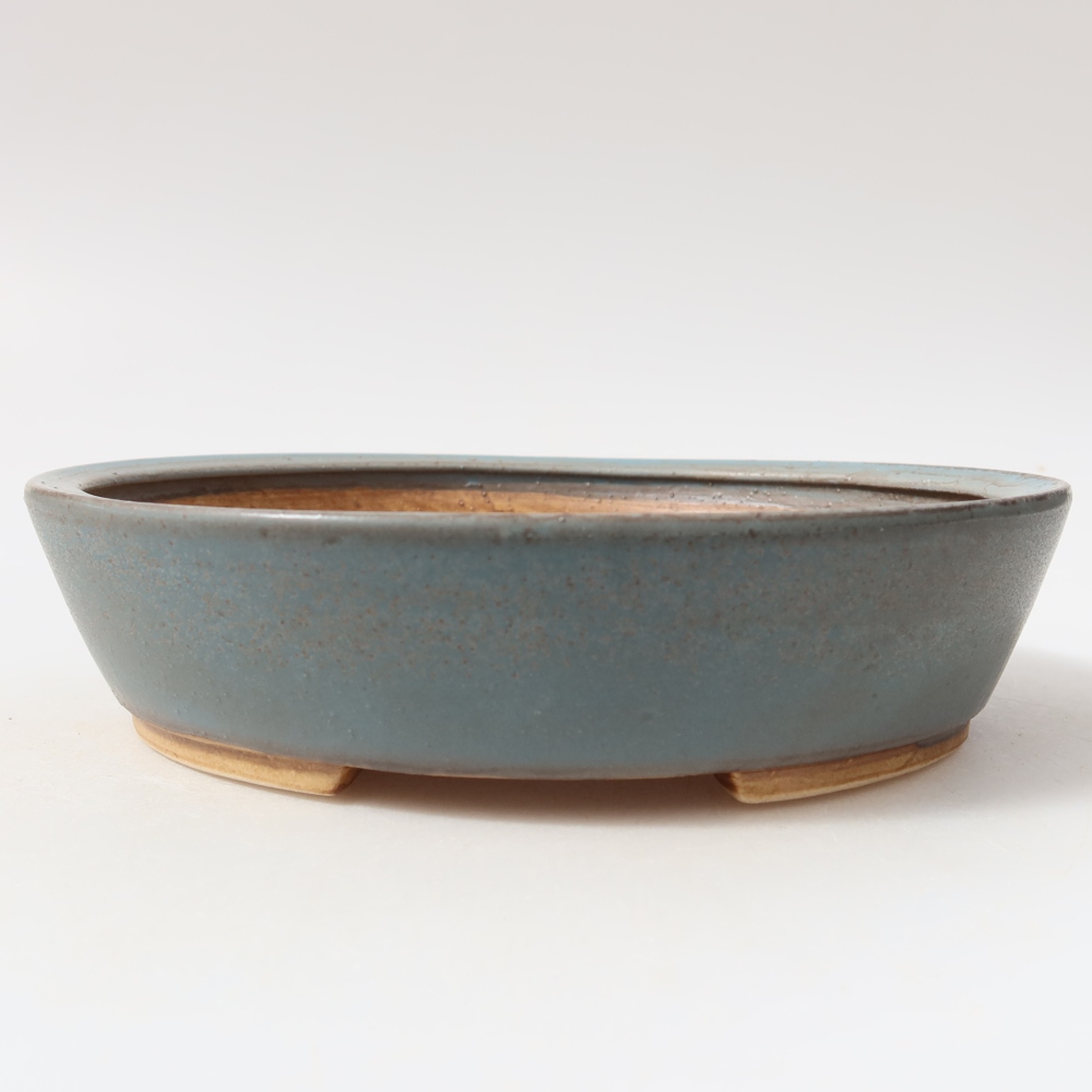 Bonsaischaal van keramiek 18,5 x 16,5 x 4,5 cm, kleur blauw