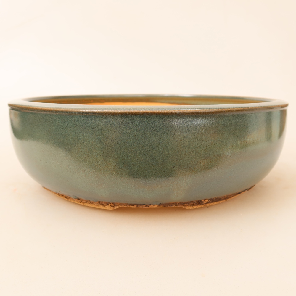 Keramische bonsaipot 25 x 25 x 7,5 cm, kleur groen