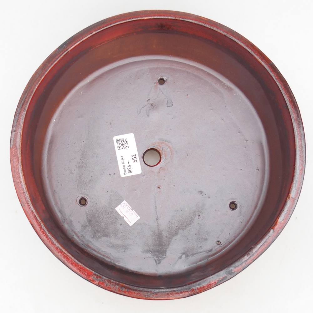 Bonsaischaal van keramiek 24,5 x 24,5 x 7 cm, kleur rood
