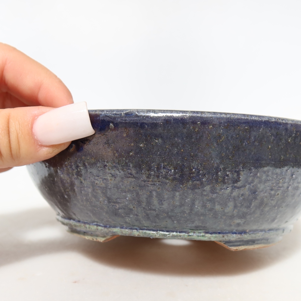 Keramische bonsaipot 14 x 14 x 5 cm, kleur: blauw