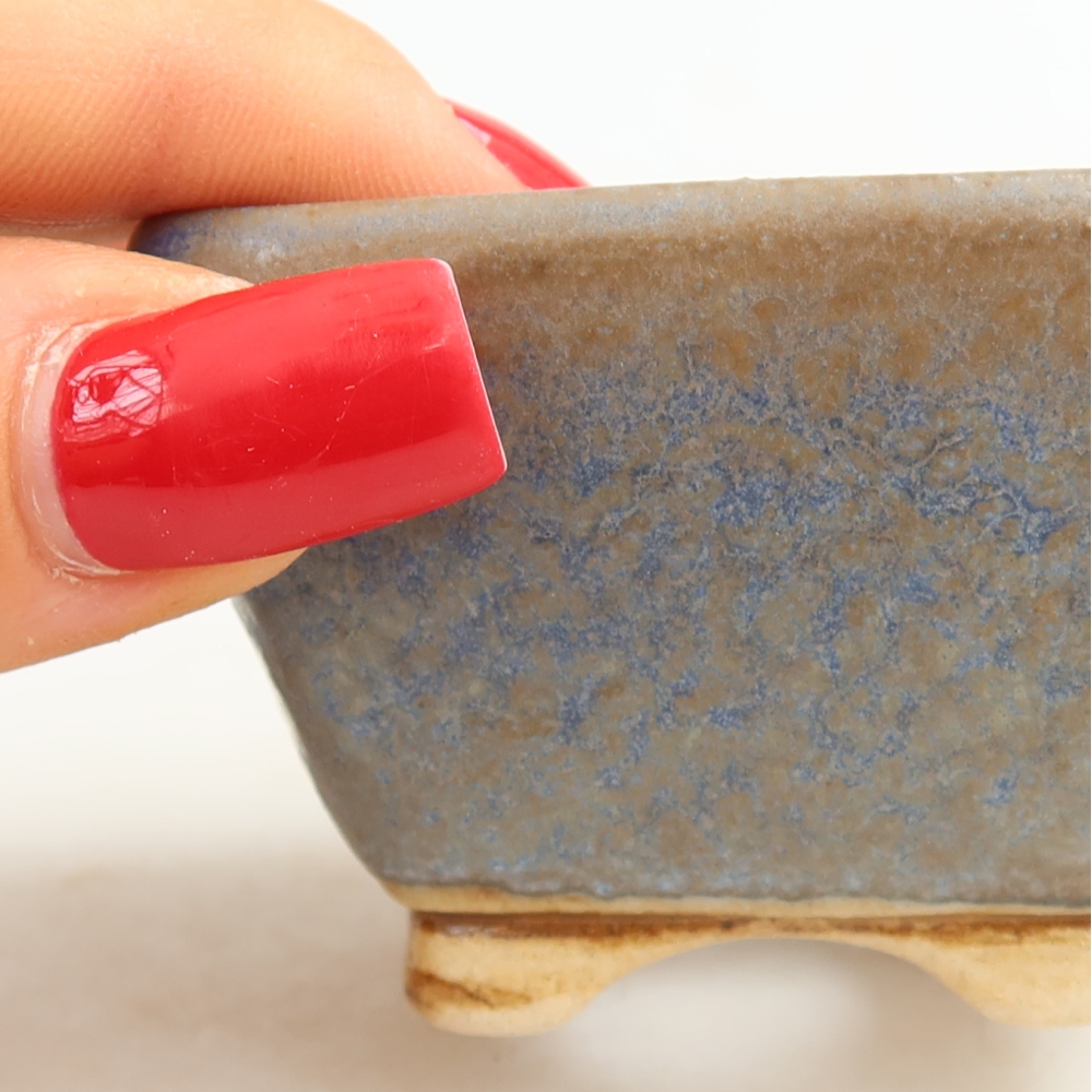 Keramische bonsaischaal 6 x 6 x 4 cm, kleur: blauw