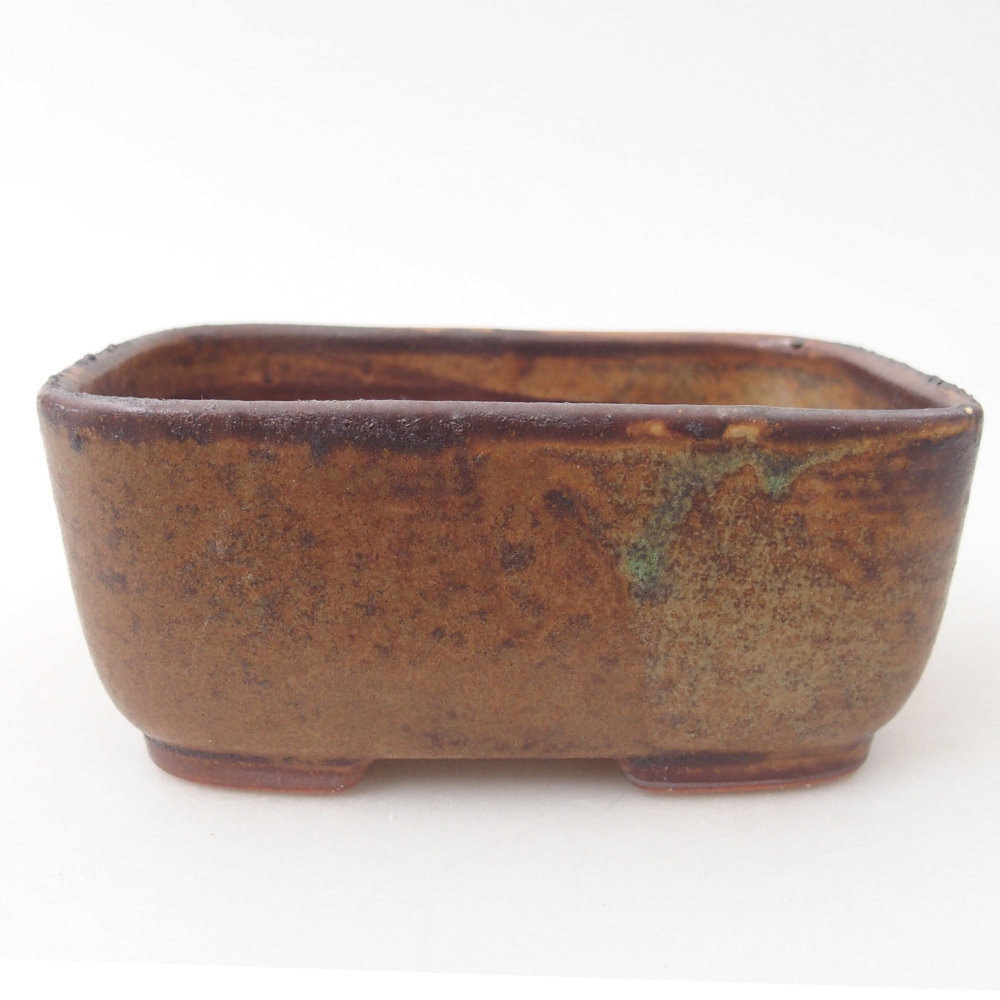Bonsaischaal van keramiek 12,5 x 9,5 x 5 cm, bruin