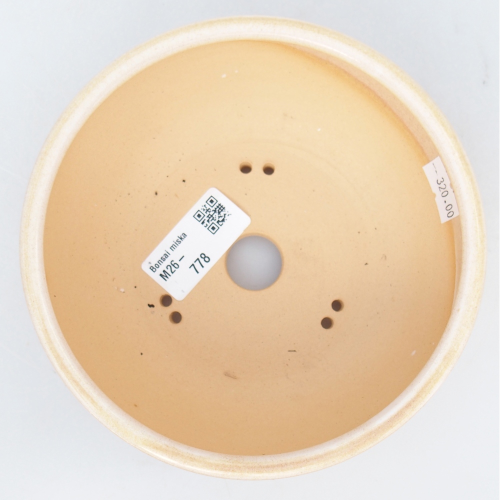 Bonsaischaal van keramiek 14,5 x 14,5 x 5,5 cm, kleur beige