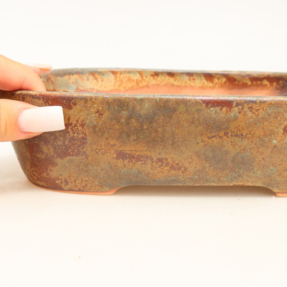 Keramische bonsaipot 23 x 18 x 5,5 cm, kleur bruingroen