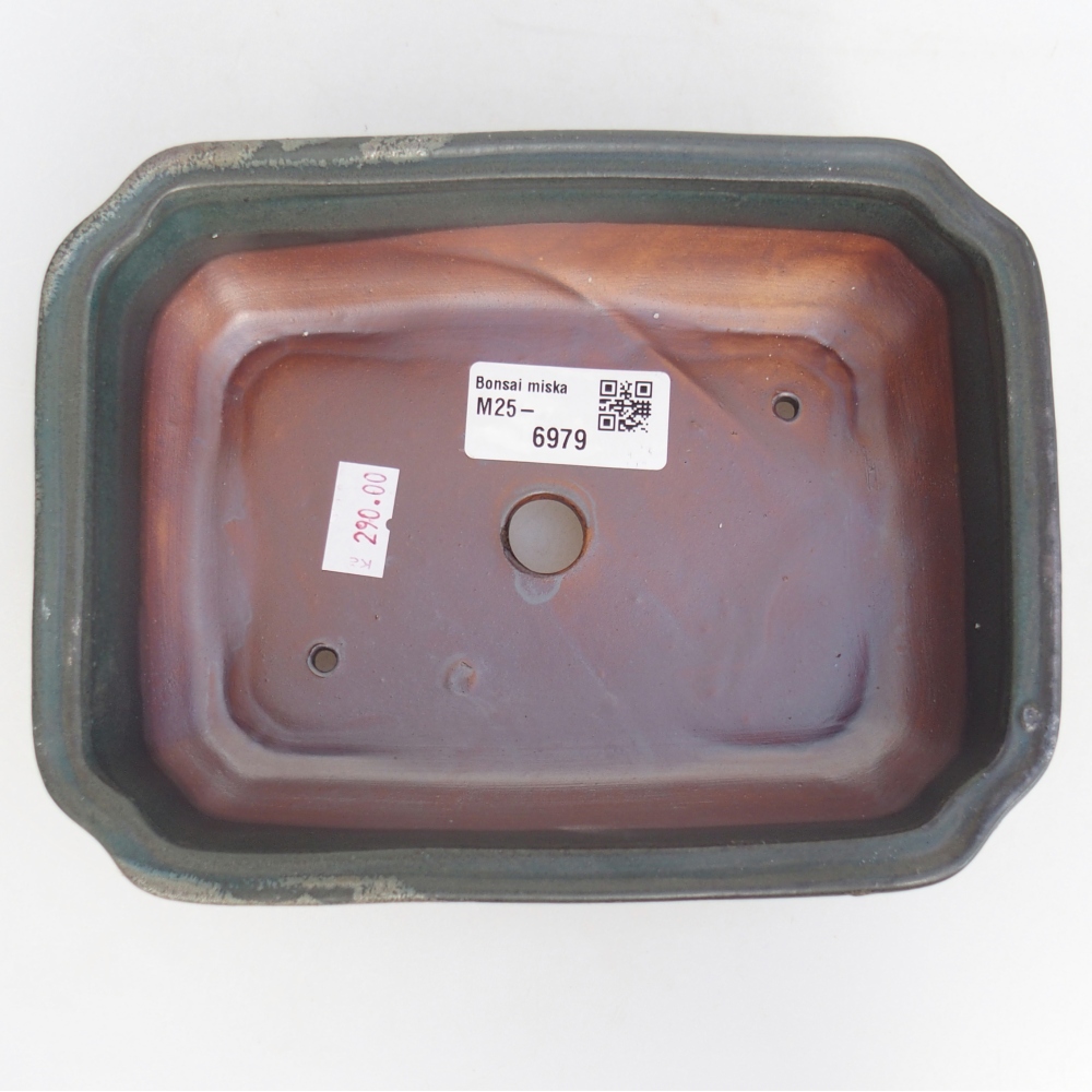 Bonsaischaal van keramiek 26 x 26 x 8 cm, kleur rood