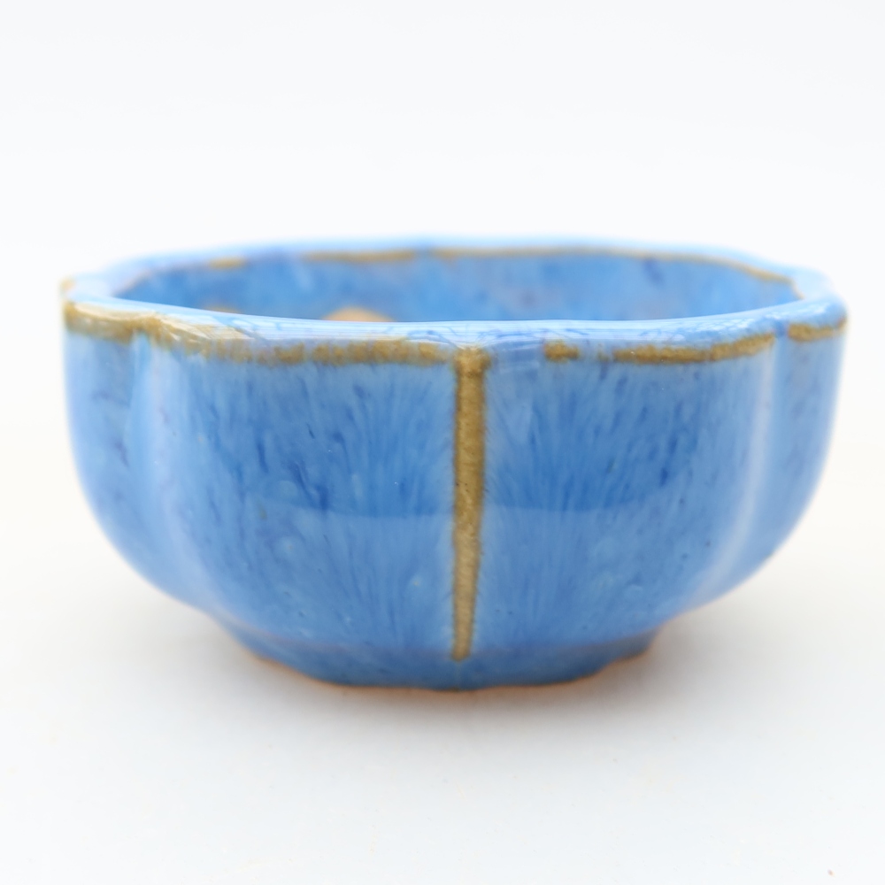 Keramische bonsaipot 6 x 6 x 3 cm, kleur: blauw