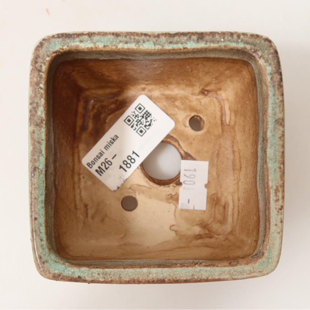 Bonsaischaal van keramiek 8,5 x 8,5 x 5,5 cm, groen