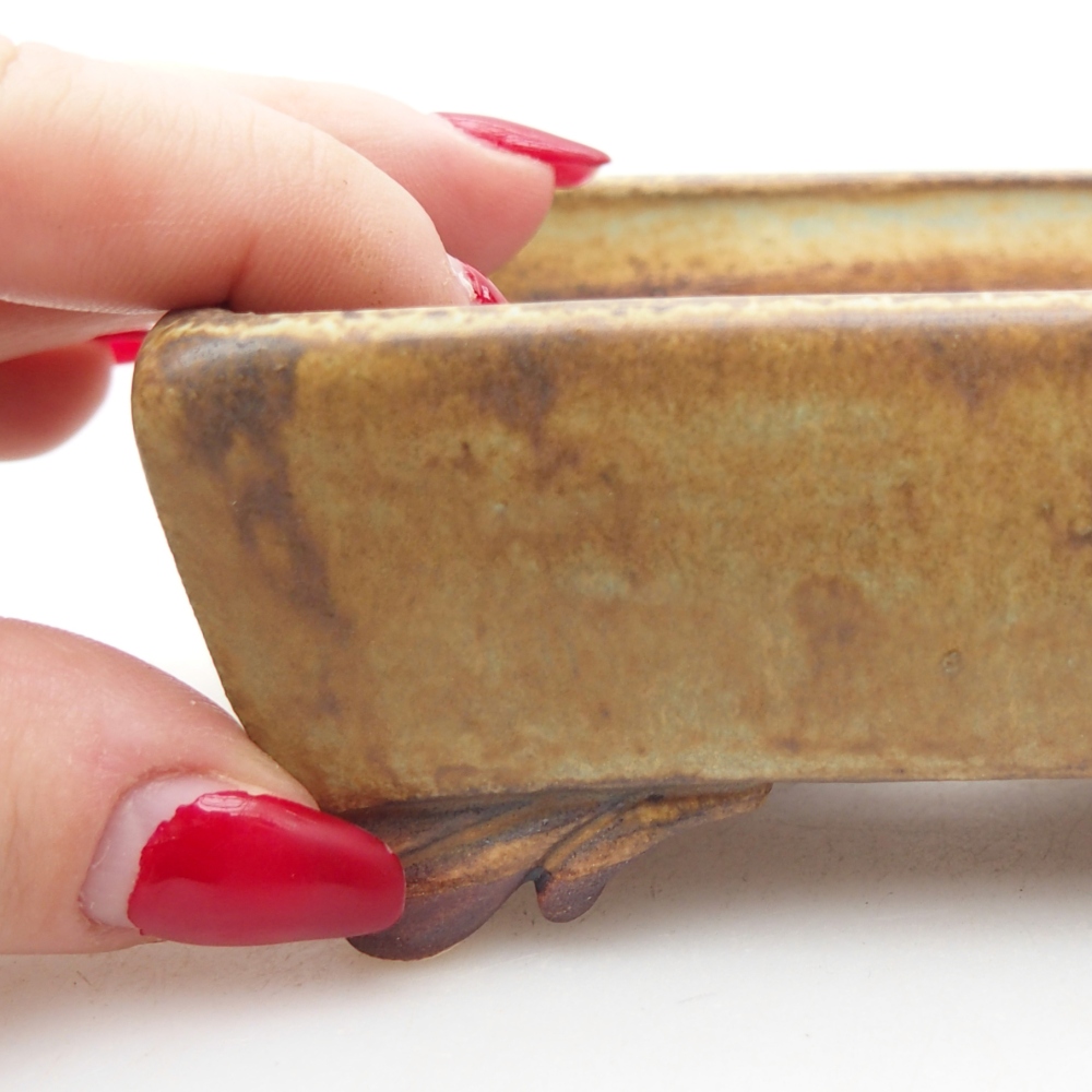 Bonsaischaal van keramiek 10 x 8 x 4 cm, groen