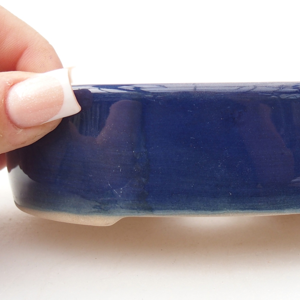 Bonsaischaal van keramiek 12,5 x 10 x 3,5 cm, kleur blauw