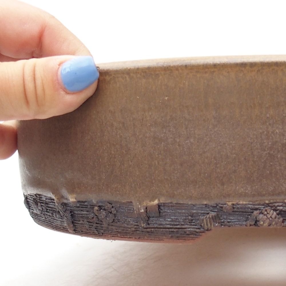 Bonsaischaal van keramiek 24,5 x 24,5 x 6 cm, bruin