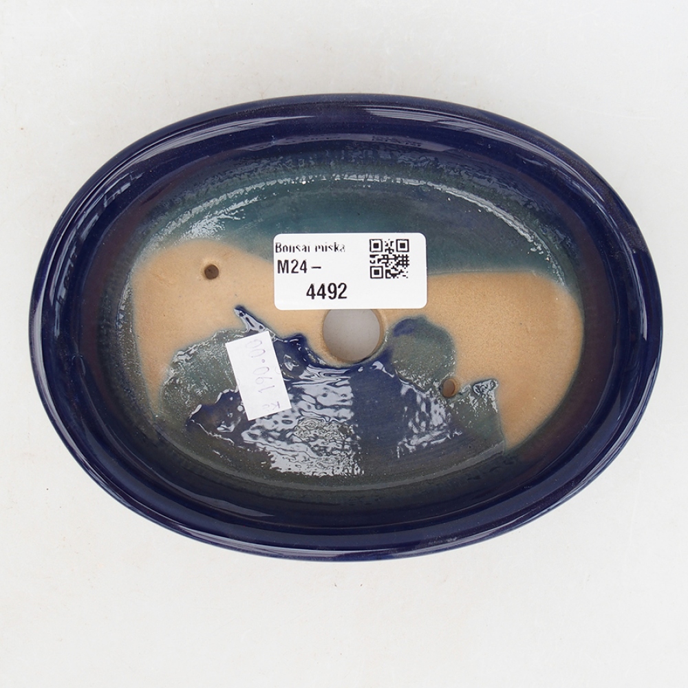 Bonsaischaal van keramiek 15 x 11 x 3,5 cm, kleur blauw
