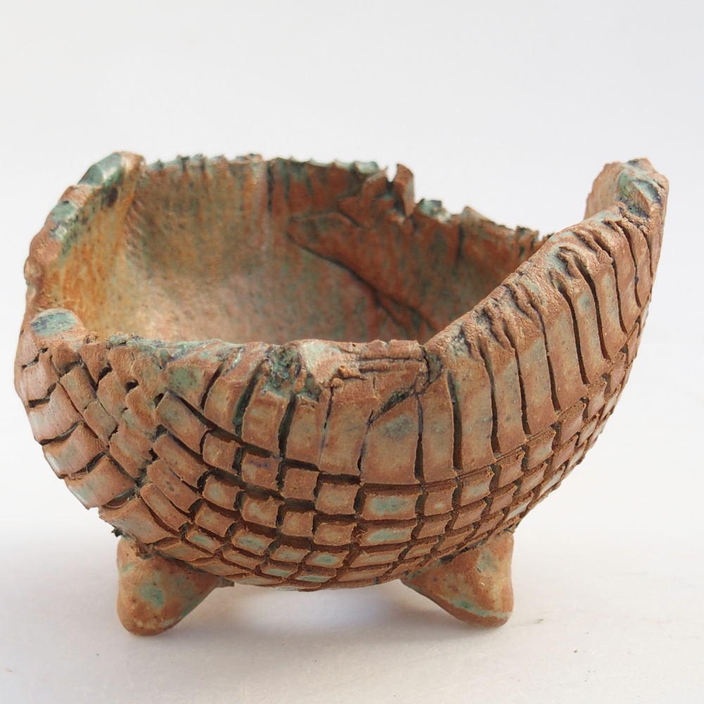 Keramisch Schelp 10 x 9,5 x 7,5 cm , kleur bruin-groen