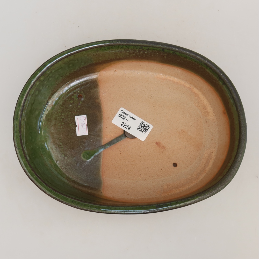 Bonsaischaal van keramiek 22 x 17 x 5 cm, groen