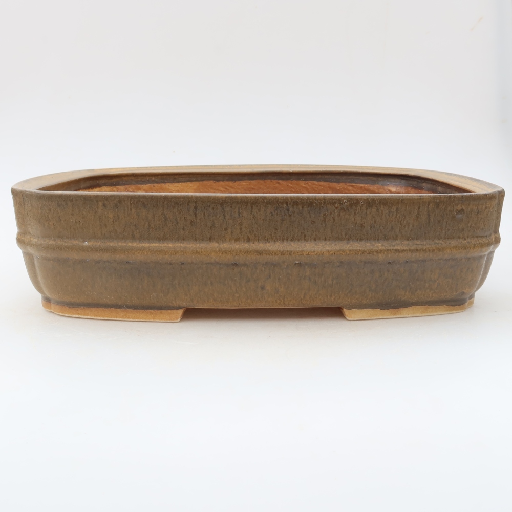Keramische bonsai-schaal 29,5 x 24,5 x 7 cm, kleur bruin