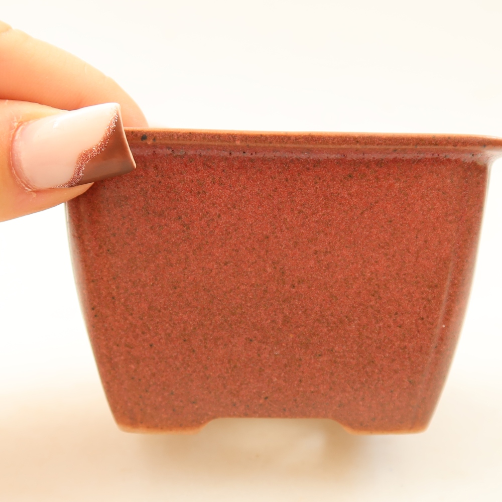 Bonsaischaal van keramiek 8,5 x 8,5 x 5,5 cm, roze