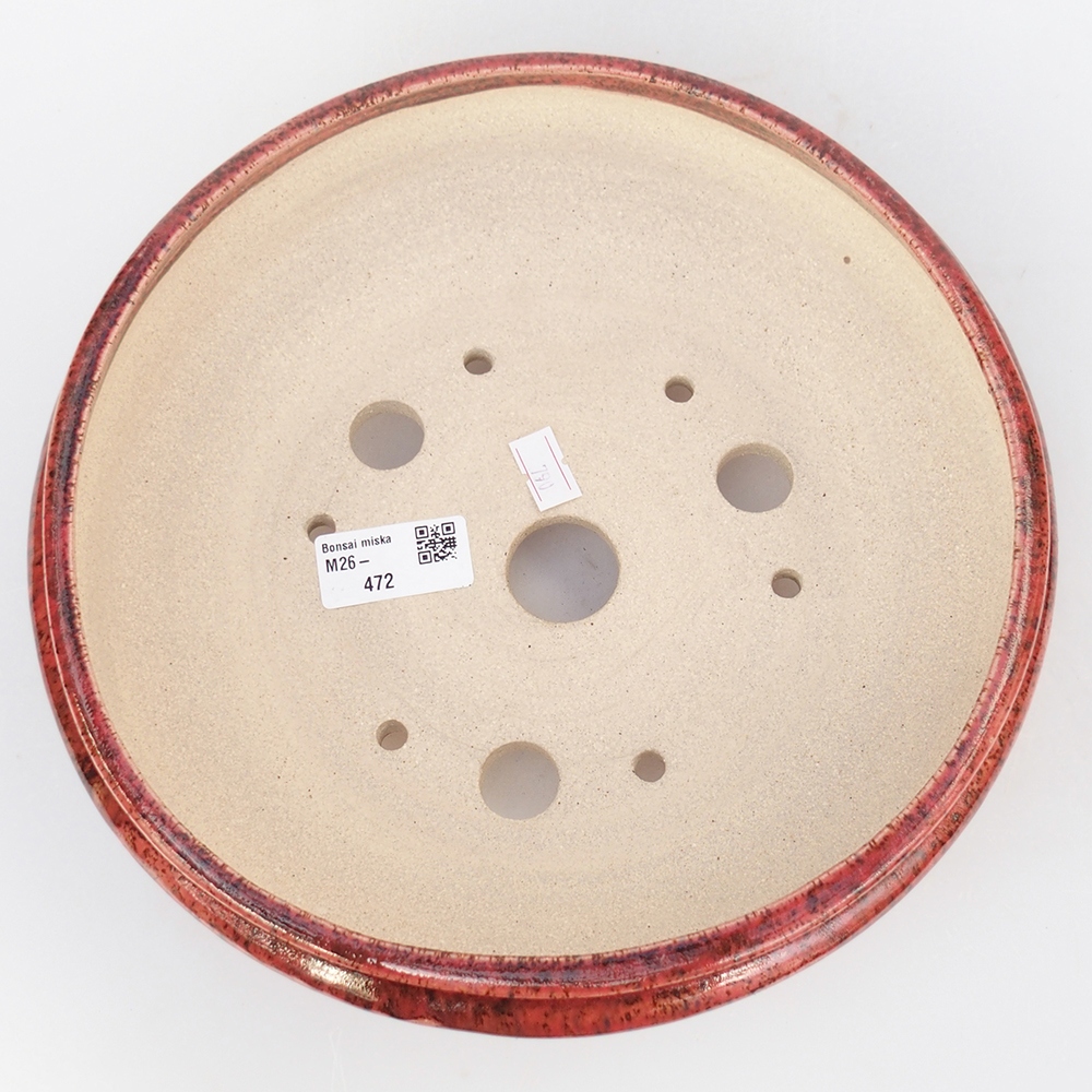 Bonsaischaal van keramiek 25 x 25 x 7,5 cm, kleur rood