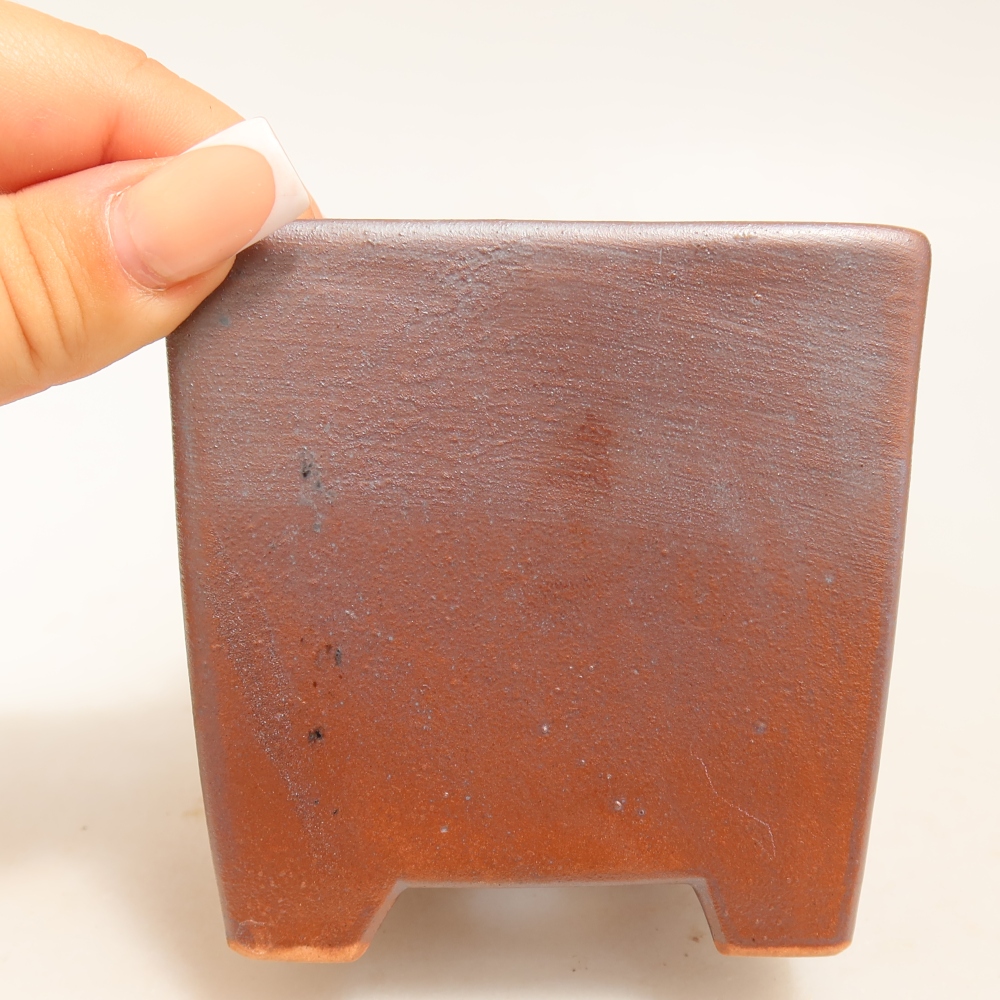 Keramische bonsaischaal 9 x 9 x 8,5 cm, metaalachtige kleur