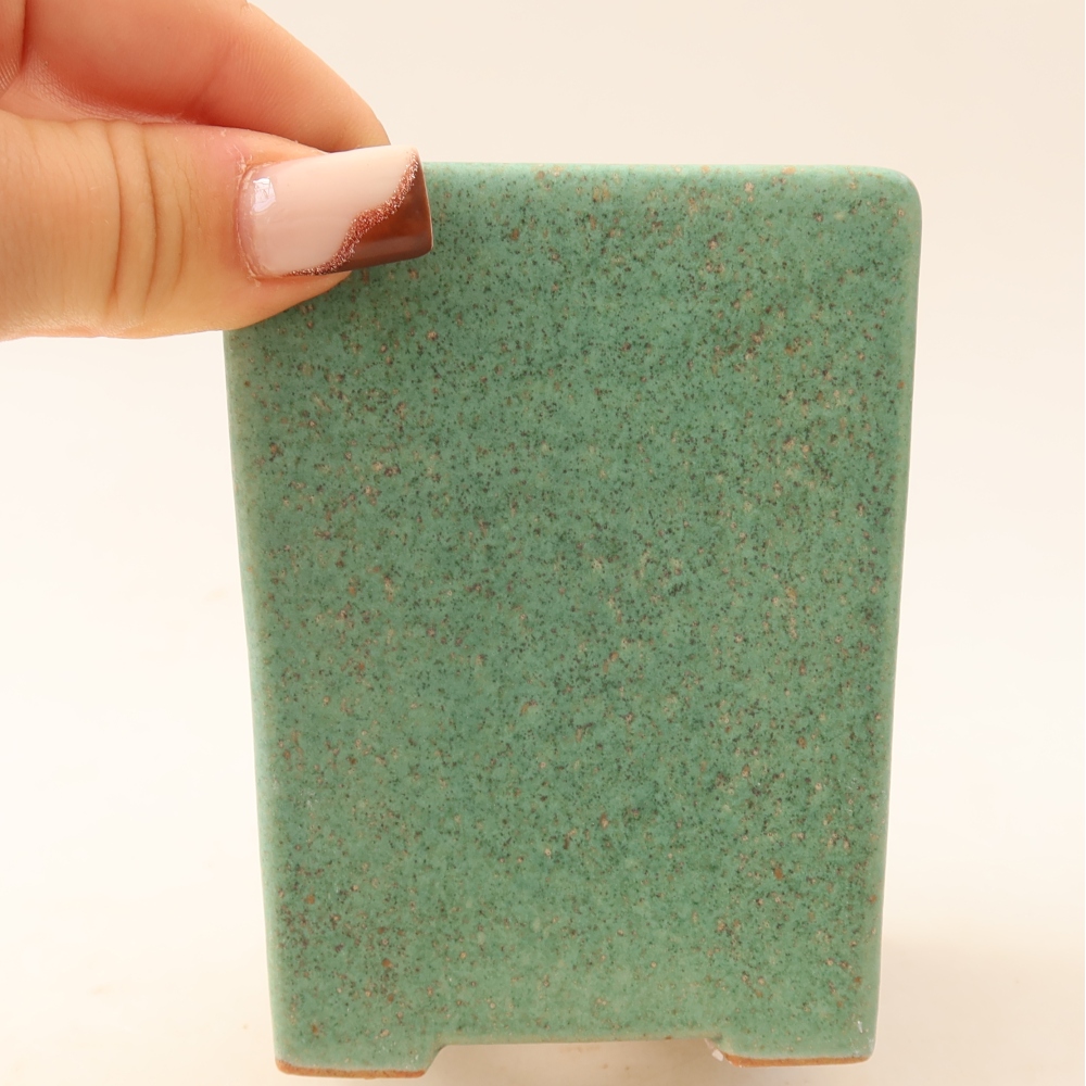 Keramische bonsaischaal 7,5 x 7,5 x 10 cm, kleur groen