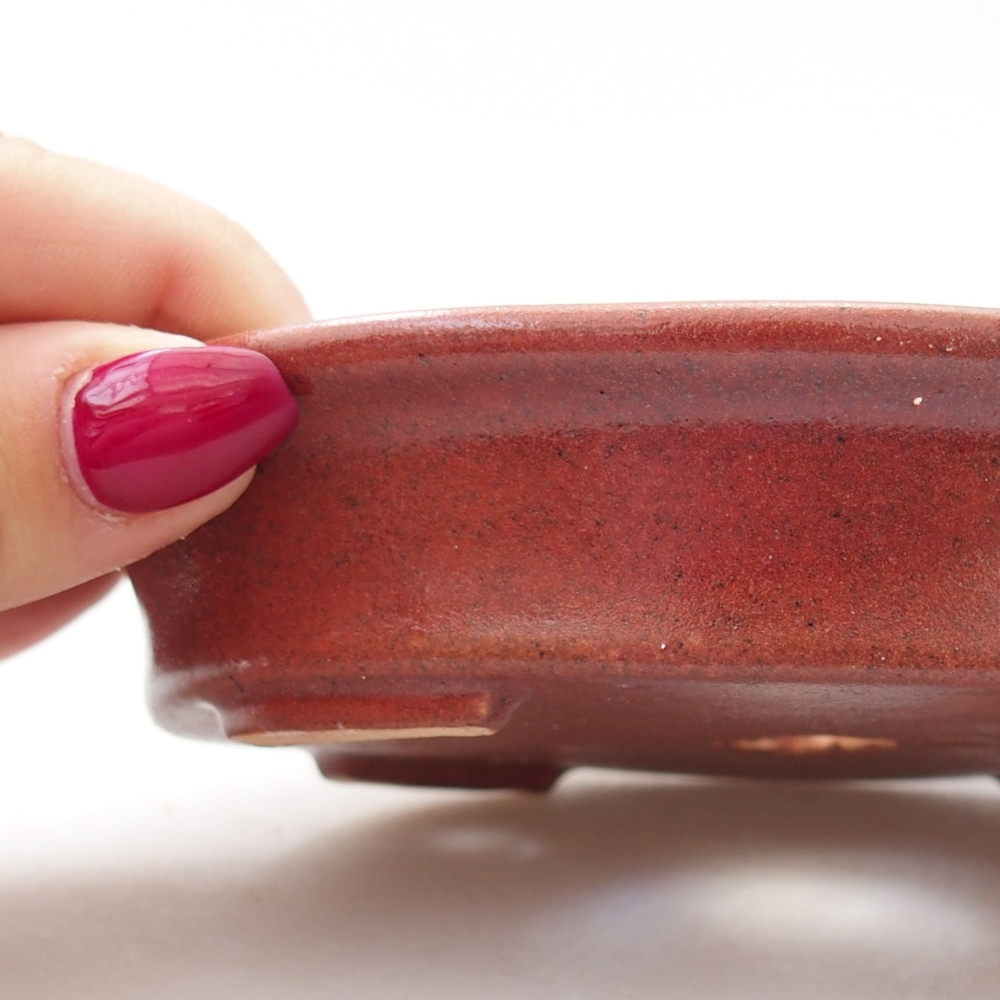 Bonsaischaal van keramiek 13 x 11 x 3 cm, bordeauxrood