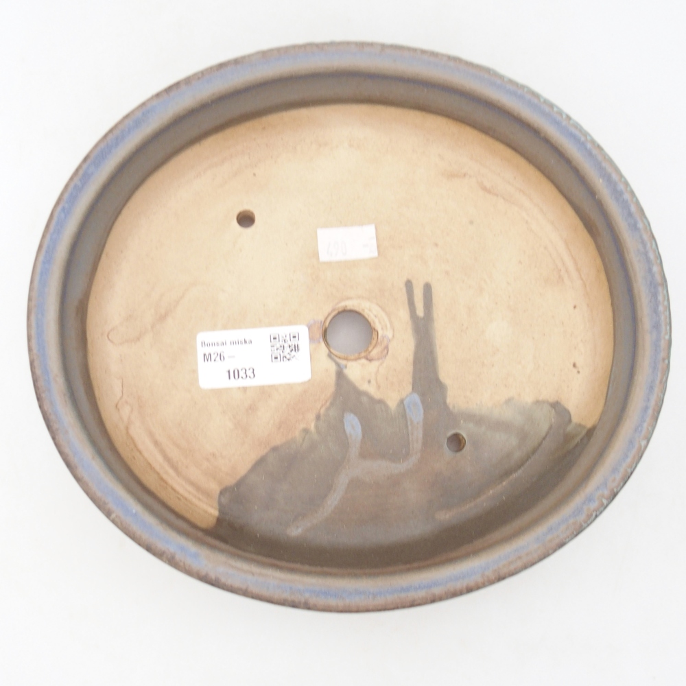 Bonsaischaal van keramiek 21 x 19 x 8 cm, kleur blauw