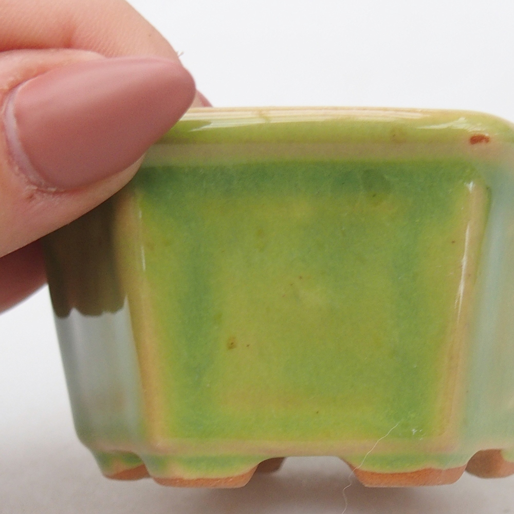 Bonsaischaal van keramiek 7,5 x 7 x 4 cm, groen